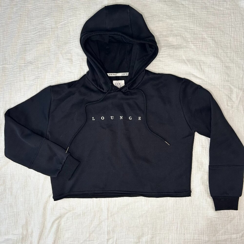 LOUNGE Apparel Cropped Hoodie S BLACK Long Sleeve Pullover